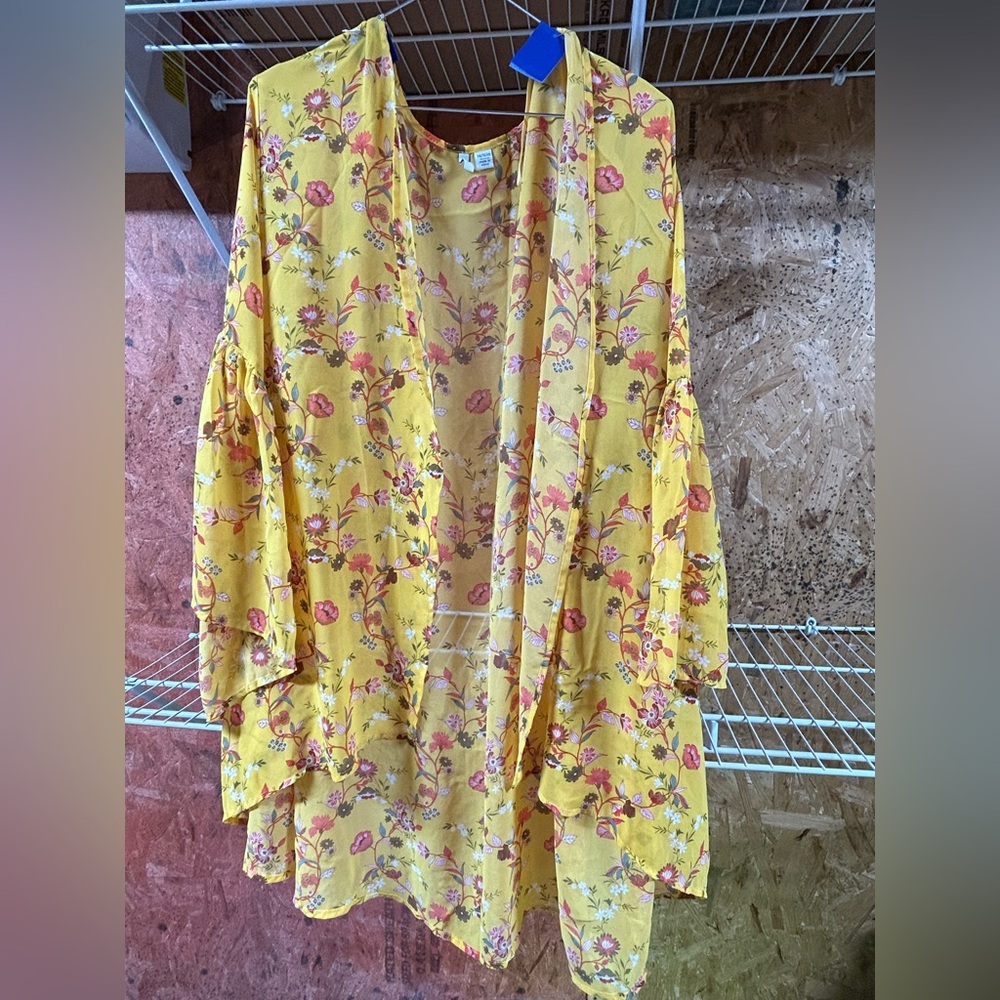 Floral Yellow Kimono Cardigan